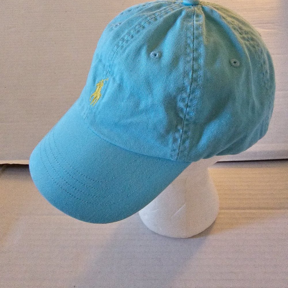 Polo Ralph Lauren Baseball Golf Cap Adjustable Blue Strapback Yellow Pony Logo